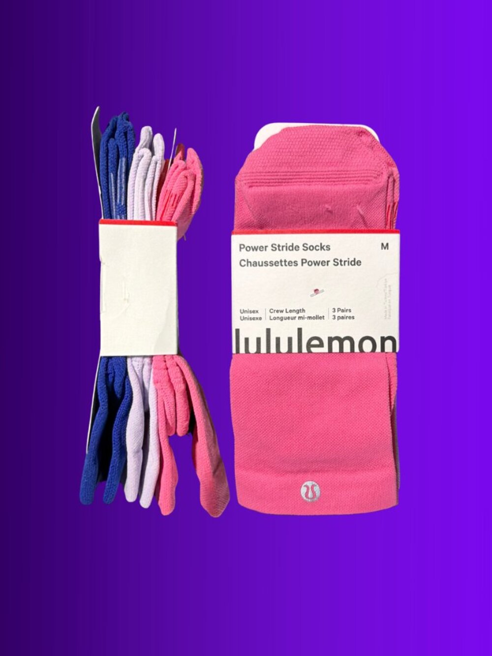 LULULEMON Power Stride Socks ** Medium ** THREE Pairs